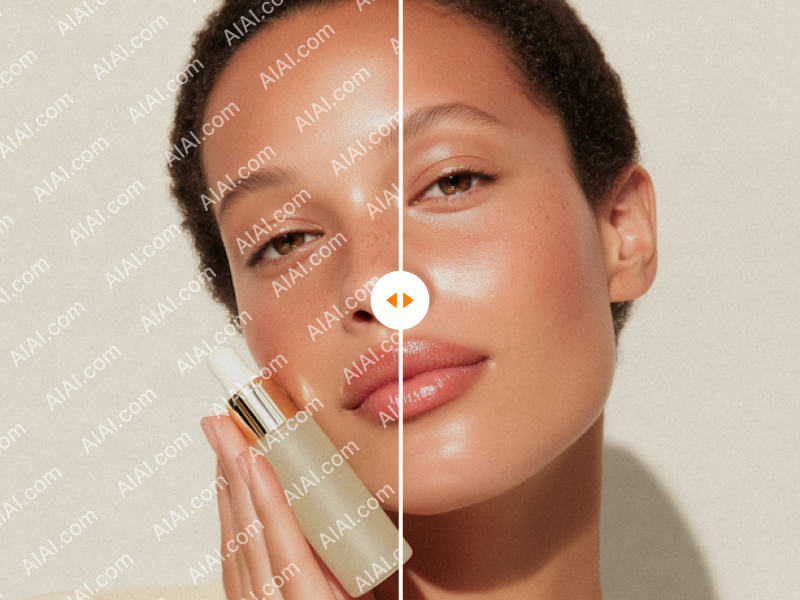 AIAI.com split-screen preview showing before and after AI video watermark removal results.
