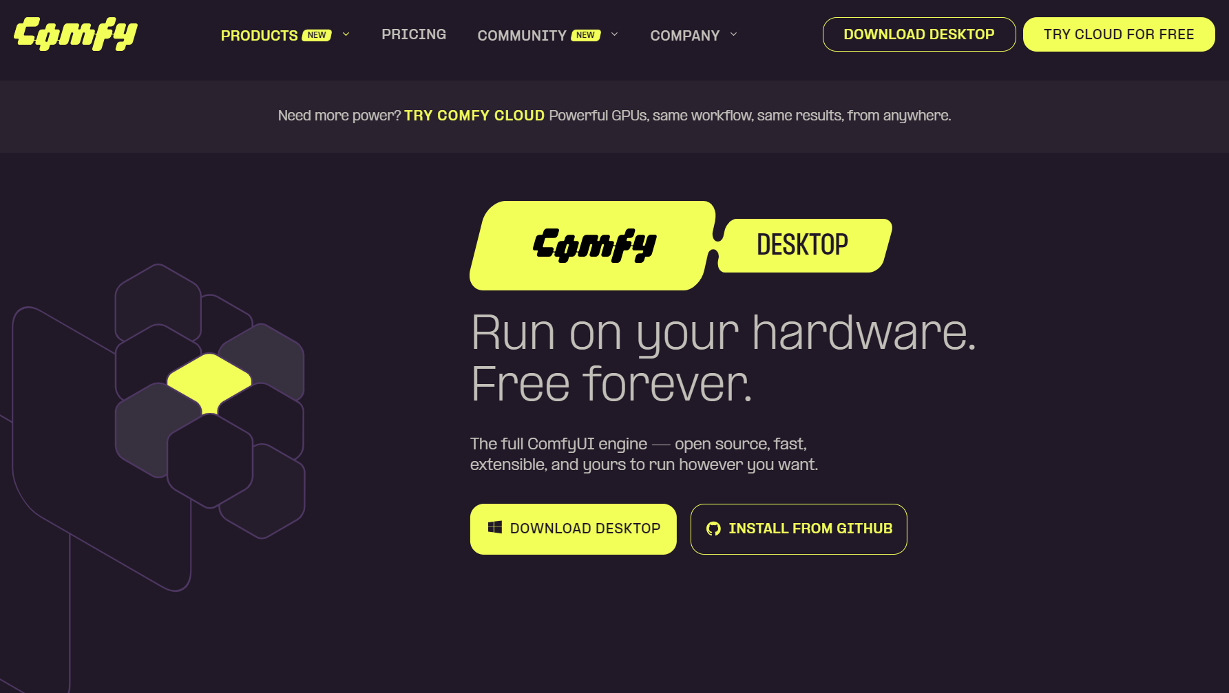ComfyUI Desktop interface for unlimited open-source free AI video generation without watermark.