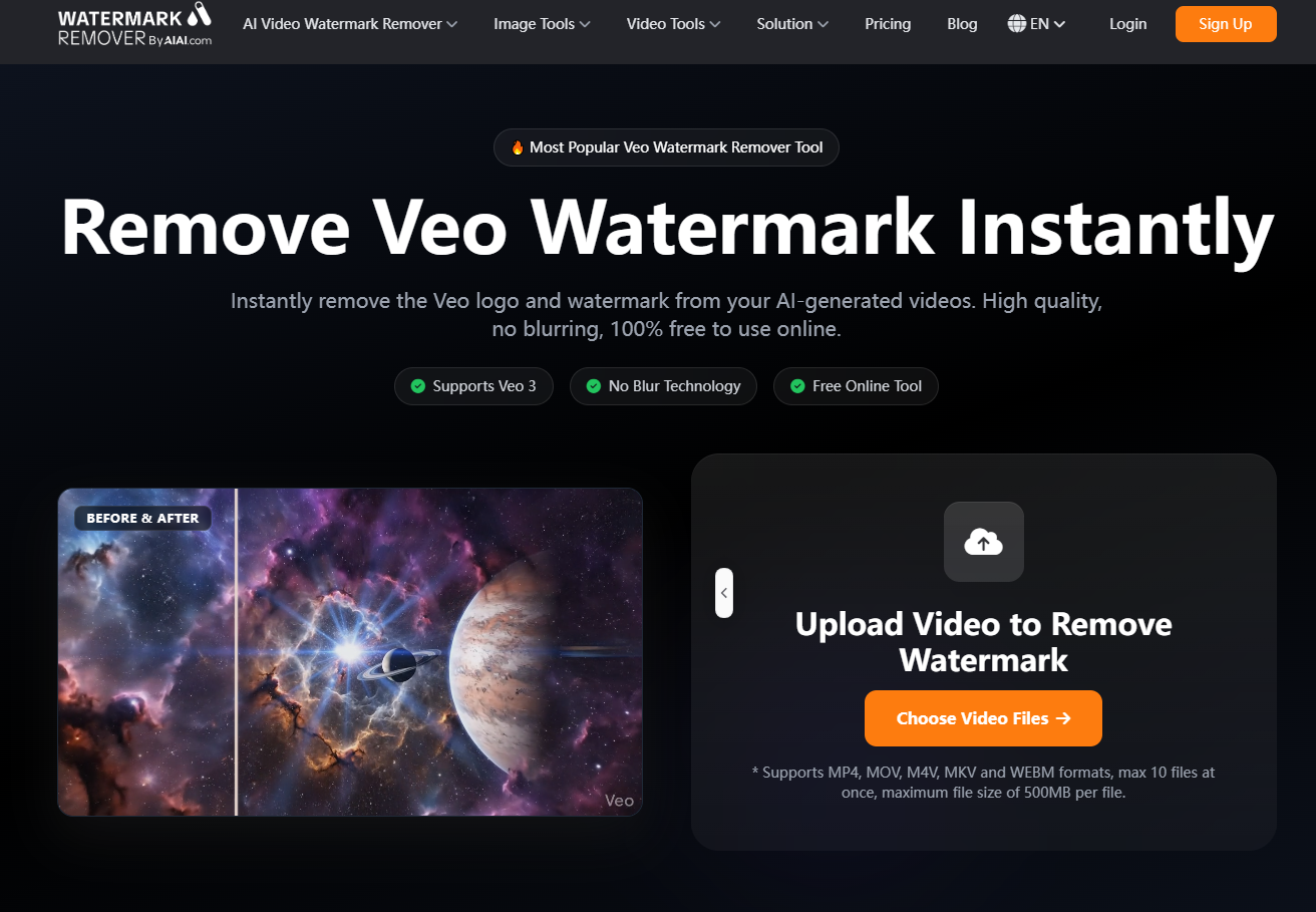 The user interface showing the bounding box tool targeting the logo to remove the Veo watermark instantly from an AI-generated video.