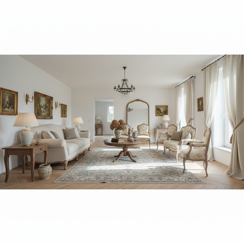 Elegant French Vintage living room with classic décor