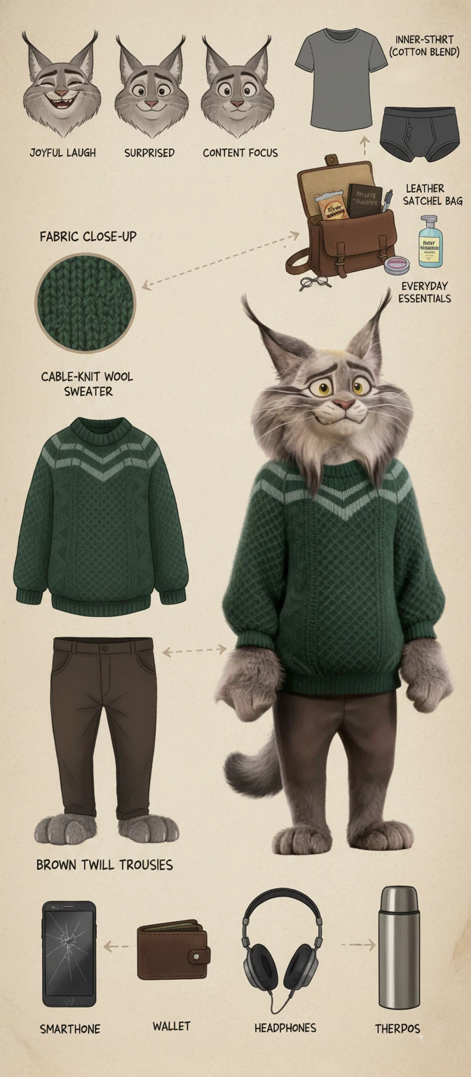 Character Design Sheet-Pawbert Lynxley
