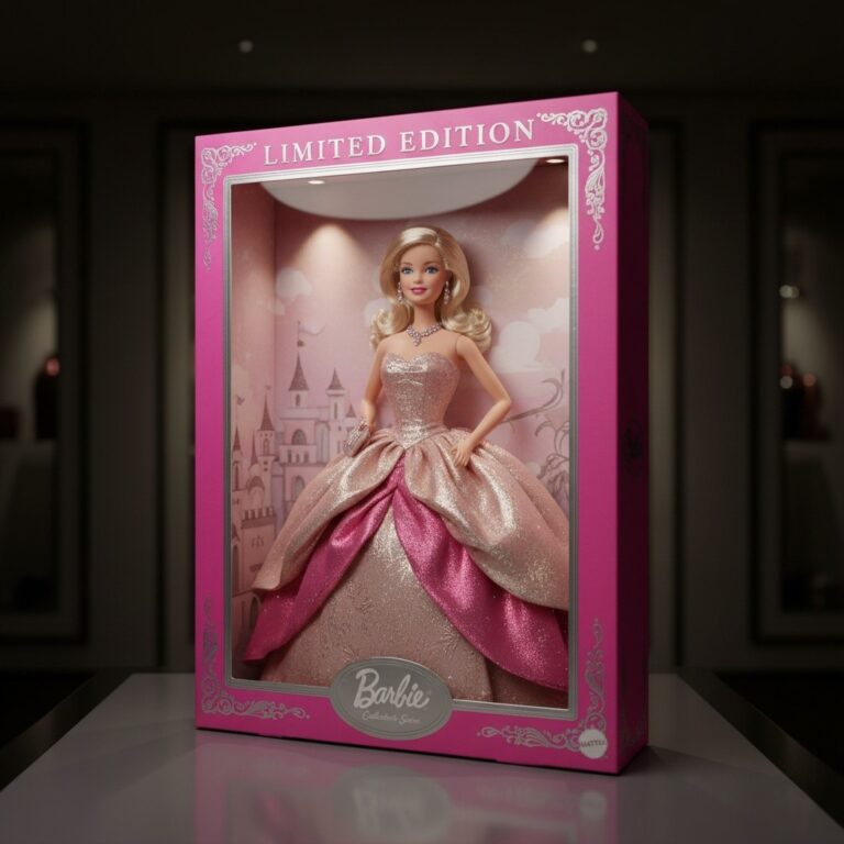 An AI-generated custom doll inside a Barbie packaging box, created with text-to-image AI technology.
