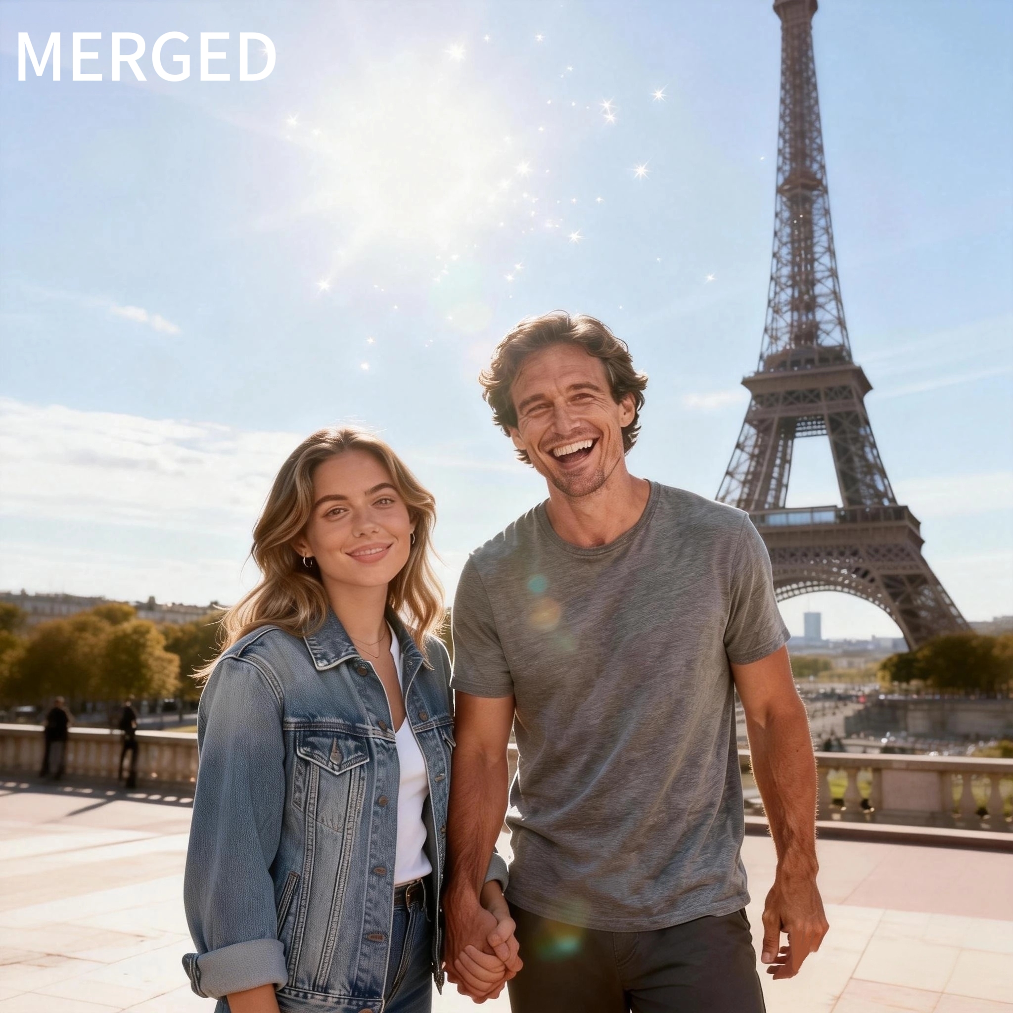 a man and a woman are holding hands , they are natural and sweet, it's generated by an ai couple photo maker, a Long-Distance Valentine’s Gift