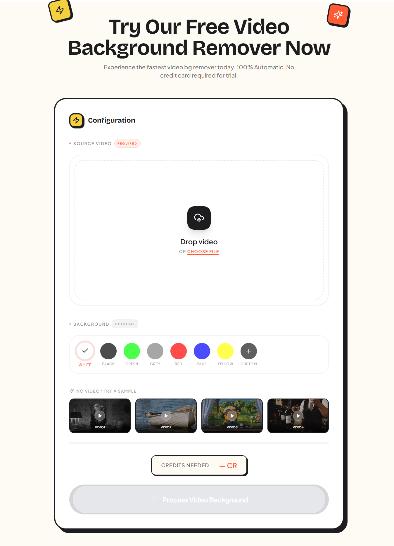 The user interface of AIAI.com showing the simple process to upload and remove green screen from video online without software.