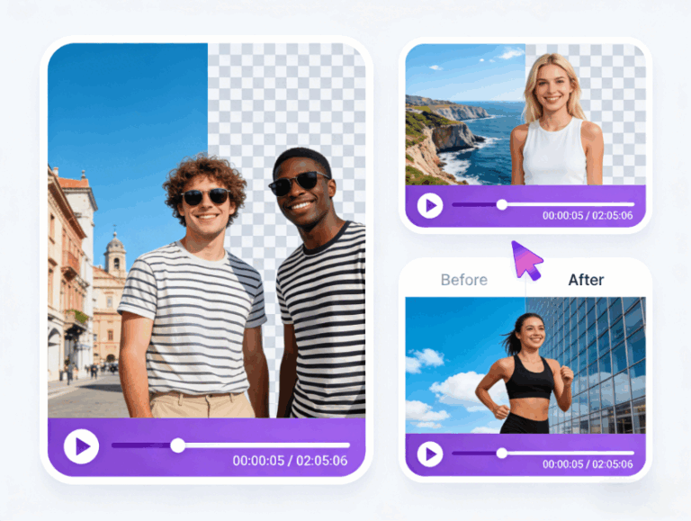 AI remove video background tool effect demonstration