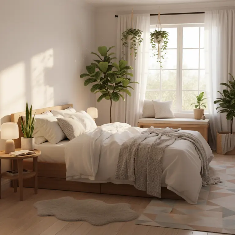 AI Home Design Generator example showing Scandinavian style bed room