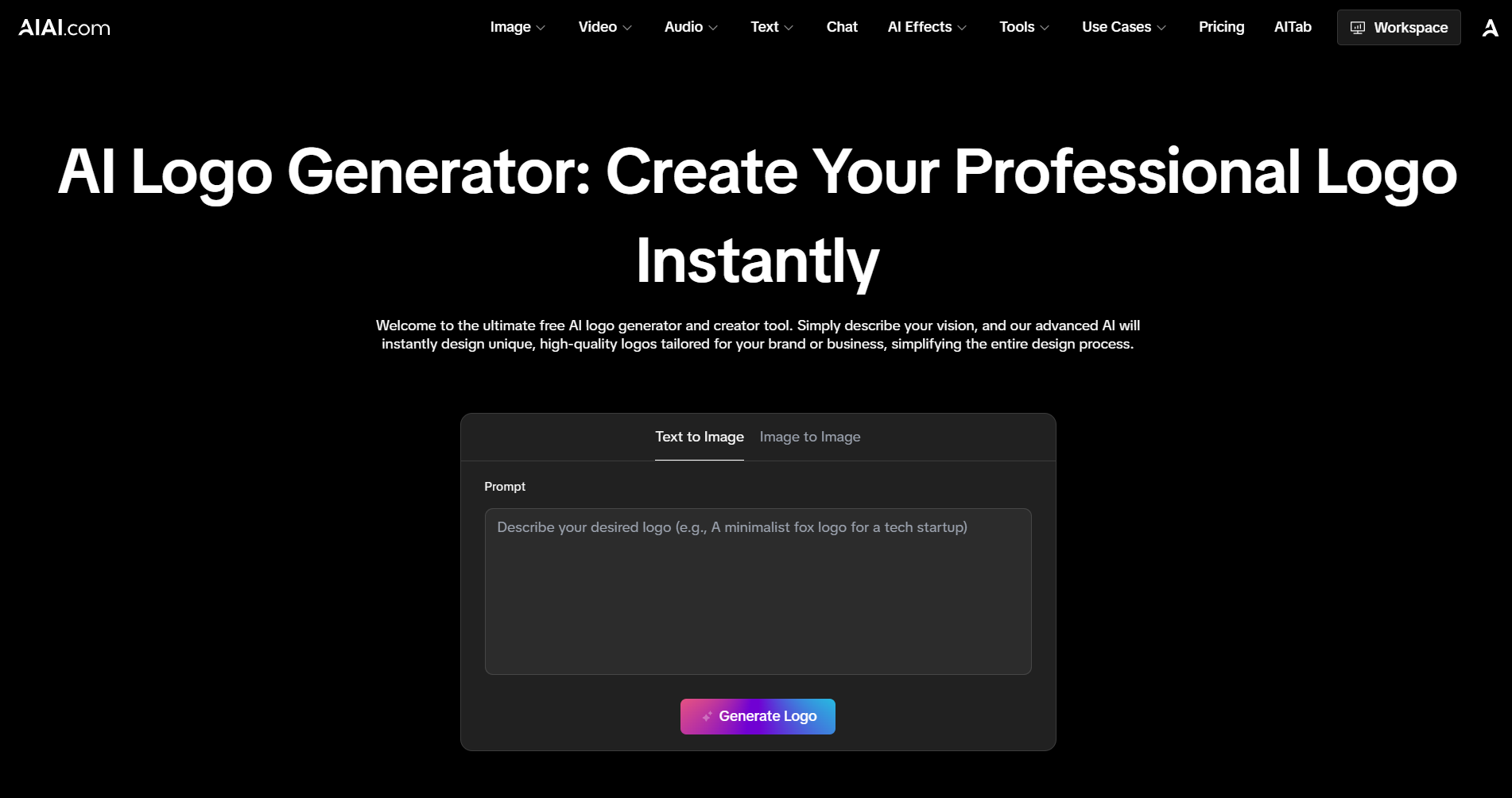 Screenshot of AIAI.com AI Logo Generator interface showing logo options and customization tools for brand design