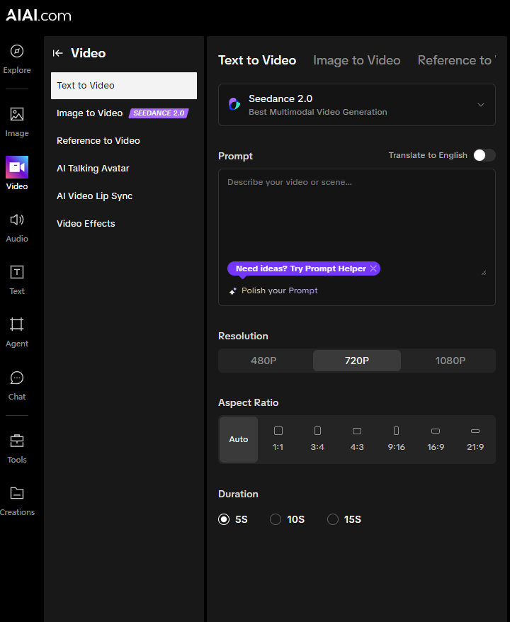 Screenshot of free AI video generator interface showing 3 steps to create cinematic 4K footage