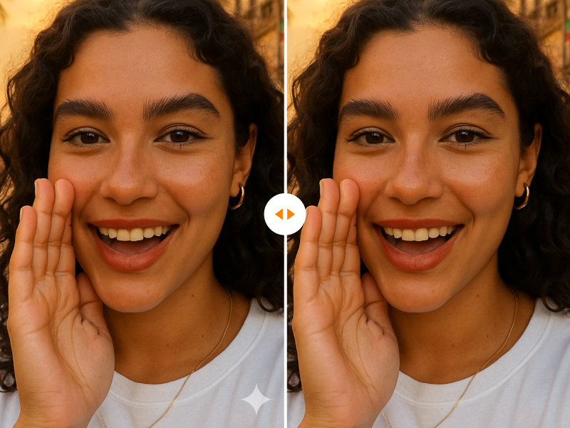 A side-by-side comparison showing a digital image with a Gemini AI watermark on the left and the same image with the logo cleanly removed on the right.