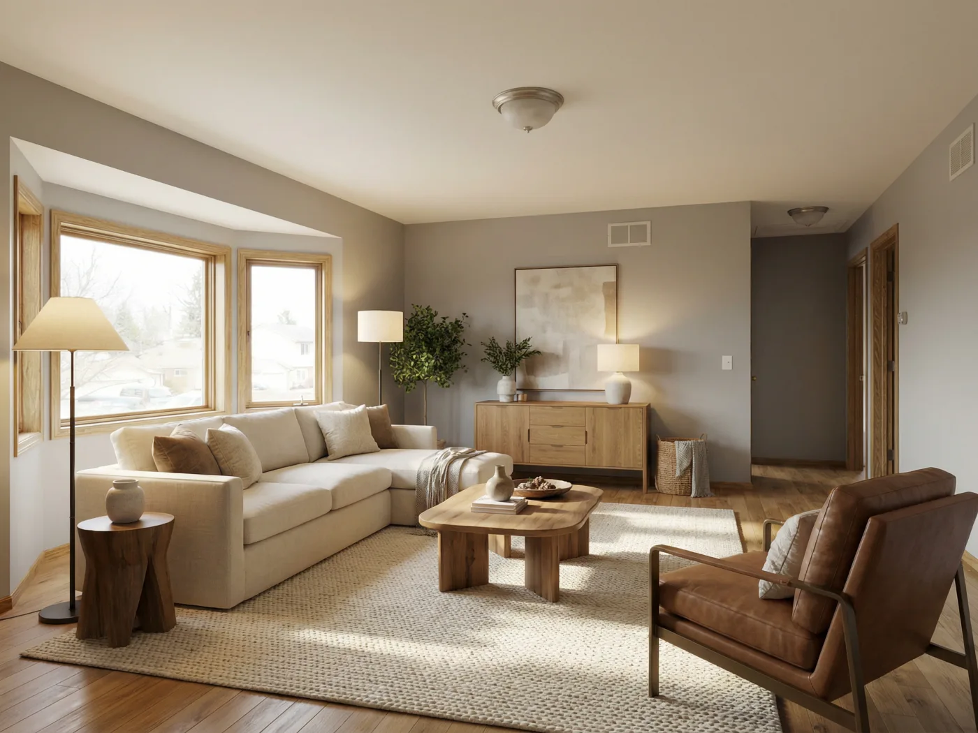 Modern living room layout created with an AI floor plan generator
