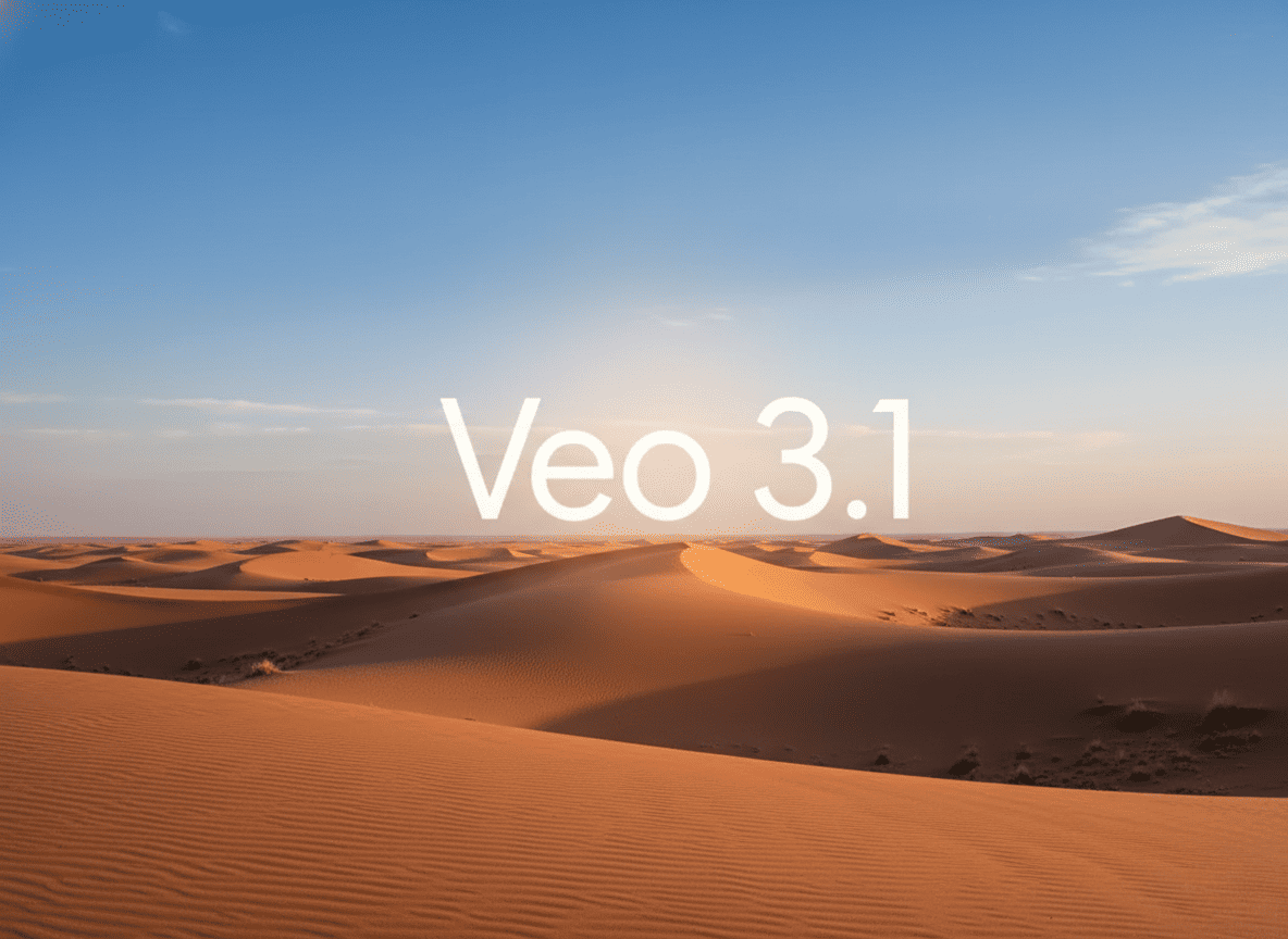 Veo Watermark Remover example showing a Veo 3.1 AI-generated desert scene with visible watermark