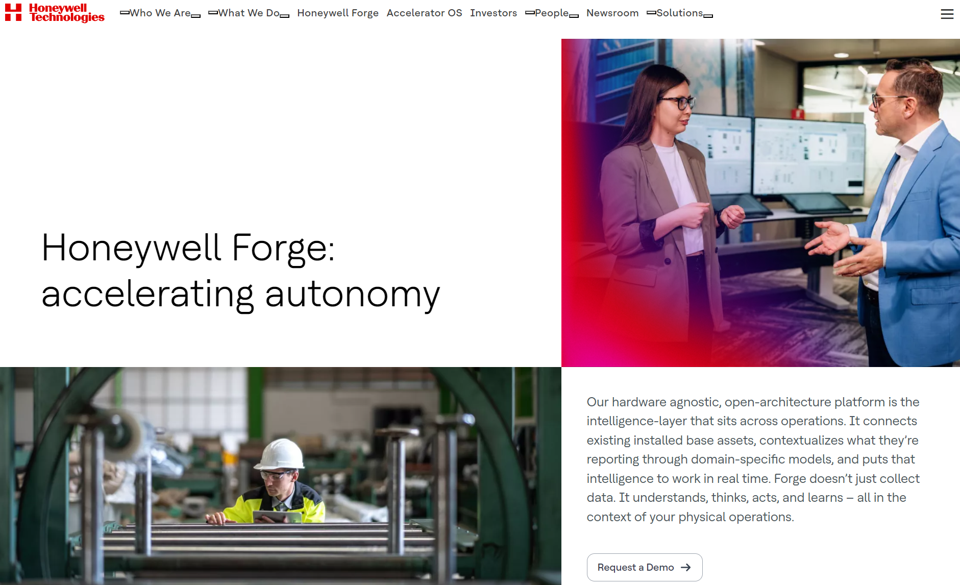 Honeywell Forge accelerating autonomy open architecture hardware agnostic industrial platform interface.