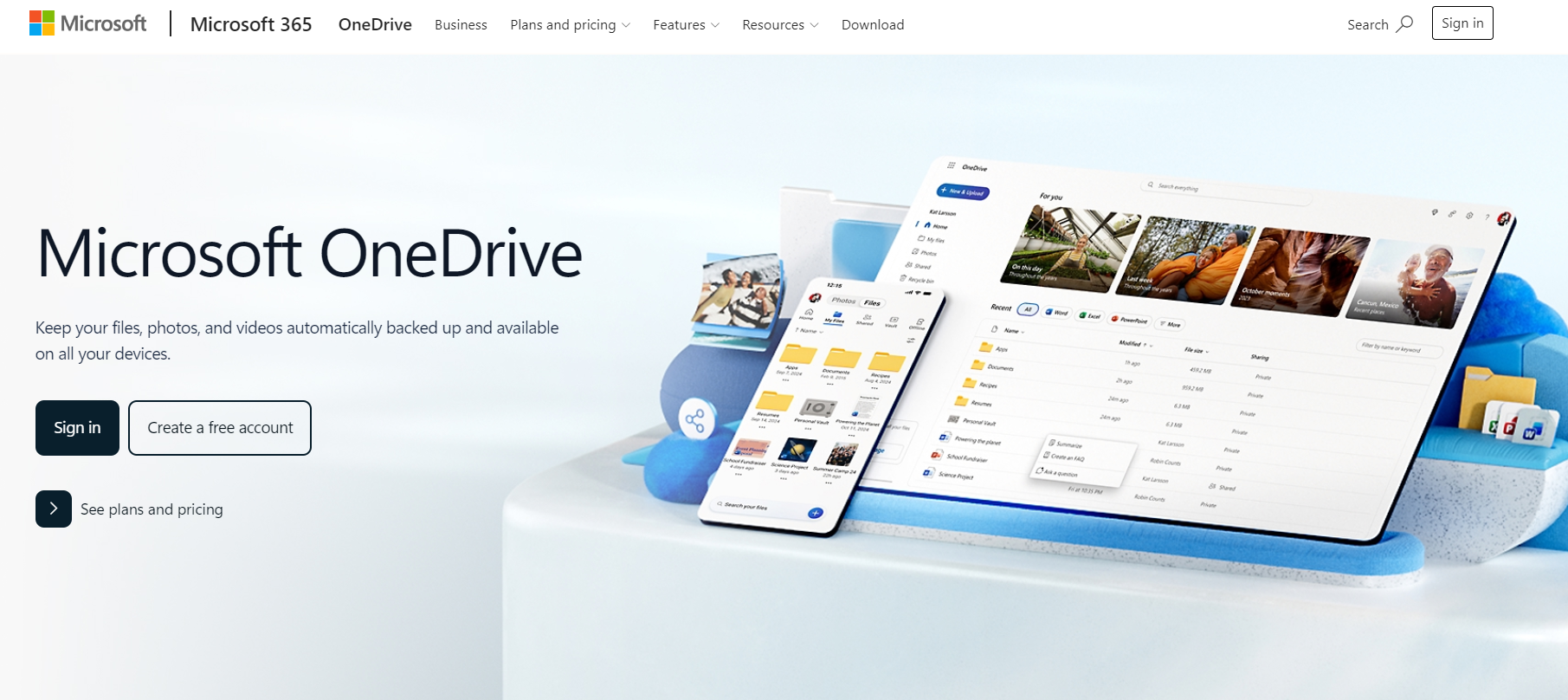 Microsoft OneDrive and Microsoft 365 cloud storage synchronization dashboard showing file sharing interfaces