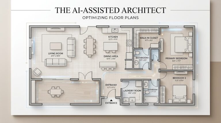 2D floor plan of a modern home created with an AI-assisted workflow