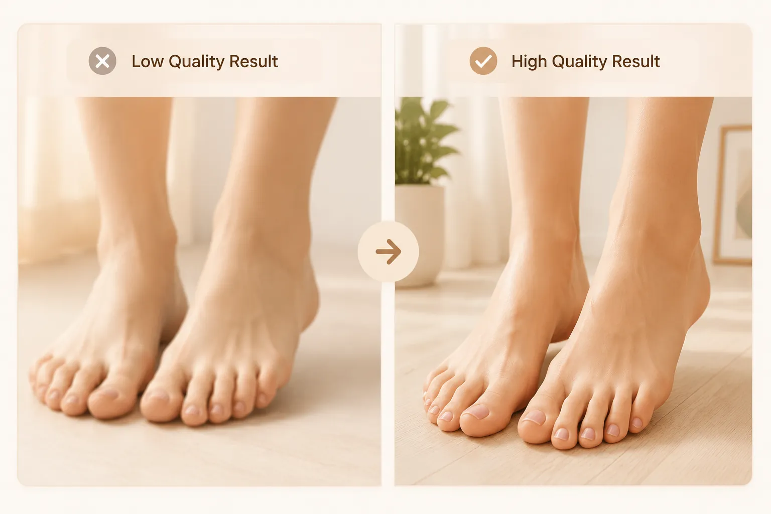 AI Generated Feet quality comparison showing realistic AI image results